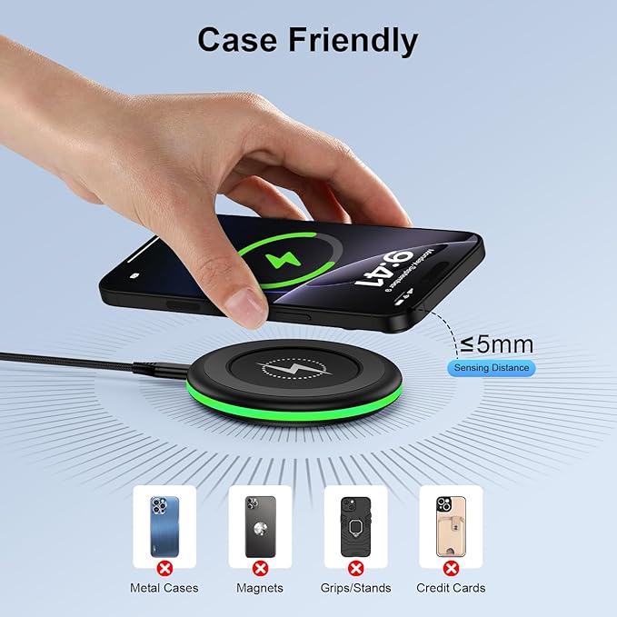 for S25 Edge Wireless Charger Pad for Samsung Galaxy S25 Ultra S25+ S25 FE S24 S23 Z Fold/Flip 7, 15W Android Fast Charging Station with 18W Adapter for iPhone 17 Pro Max 16e 16 15 Plus,Pixel 10 9a 9