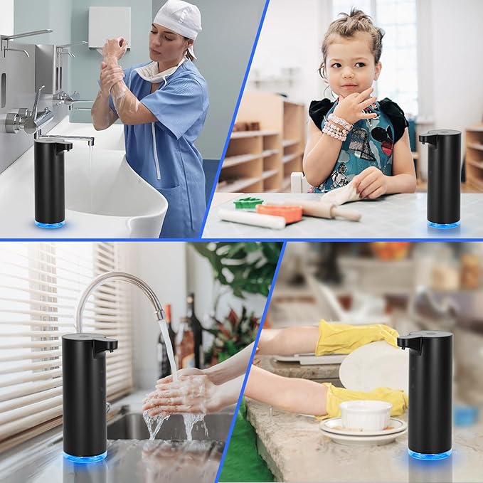 LAOPAO Rechargeable Automatic Foaming Soap Dispenser - Stainless Steel Touchless 9oz Foam Soap Dispenser for Bathroom and Kitchen - Xmas Gift