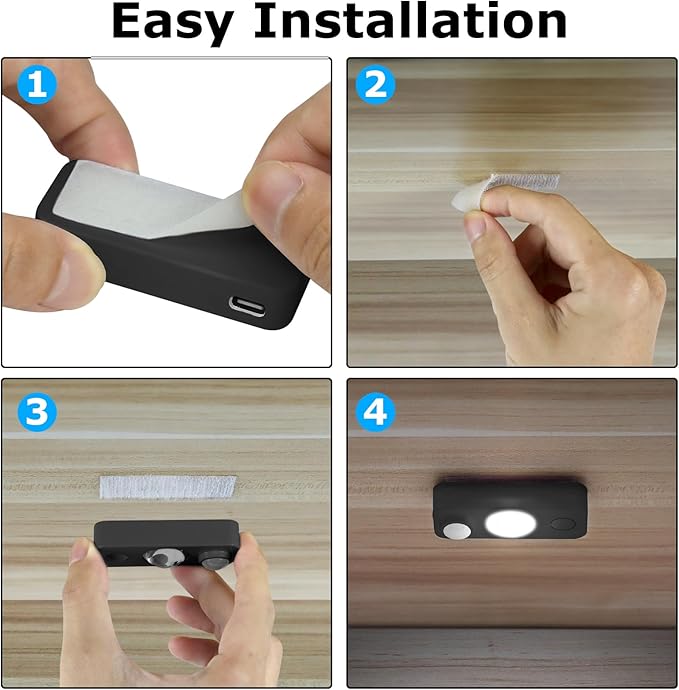 NIEGNOWOO LED Motion Sensor Puck Lights, Rechargeable Cabinet Lights, Stick on Wireless LED Night Light for Closet, Drawer, Shelf, Under Cabinet, Warm White 6Pack, USB Charging Cord Included