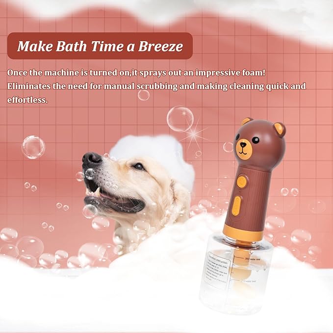 Electric Foaming Shampoo Dispenser for Dog and Cat Bathing, Rechargeable Soap Dispenser for Pet Bathing, Bathroom, Kitchen Sink, Toilet Cleaning