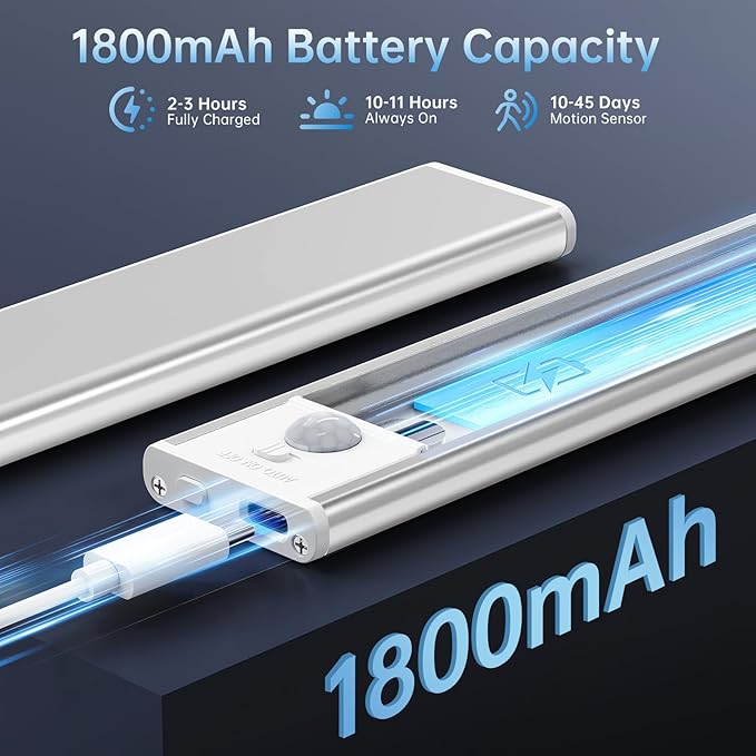 Under Cabinet Lighting,54 LED 1800mAh Rechargeable,Motion Sensor Light,3 Colors Dimmable,Magnetic Closet Lights,Indoor Night Lights for Kitchen Bedroom Stairs 5 Pack