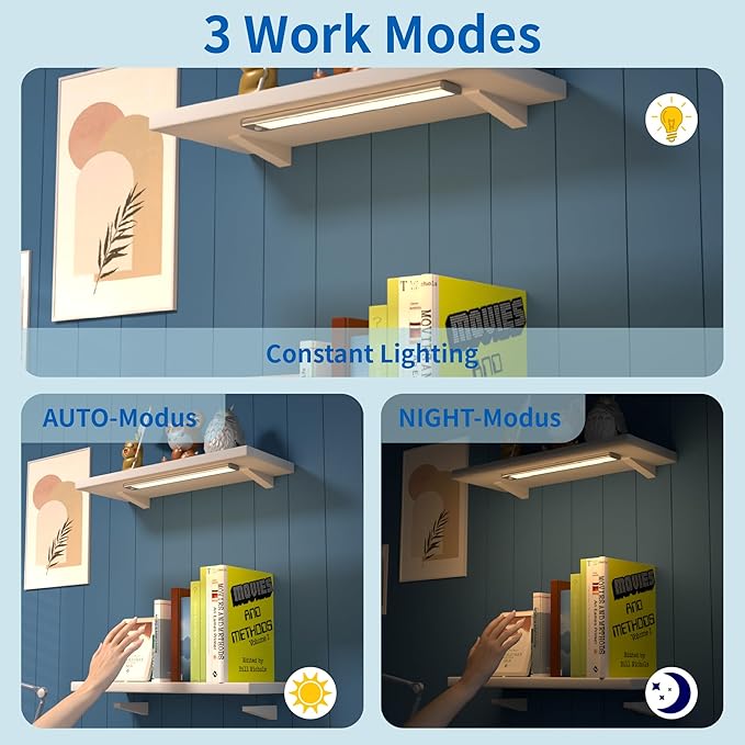 LEPOTEC 2 Pack Under Cabinet Lighting,88 LED Motion Sensor Light Indoor,2200mah Rechargeable Under Counter Lights Wireless,Magnetic Battery Operated Closet Night Lights for Kitchen,Bedroom,Stairway