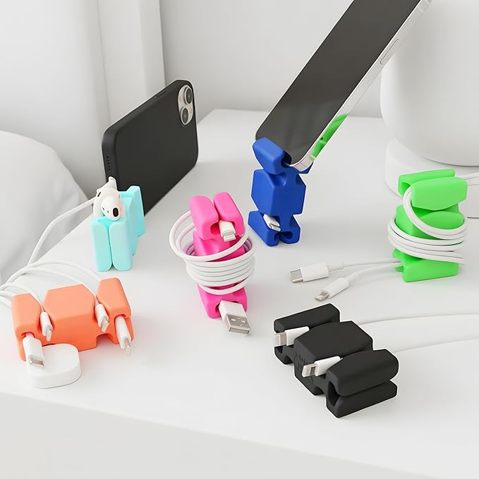 CordBrick 6PK Silicone & Steel Weighted Cord Holders for Bedside. Travel Phone Cable Organizers. Multiuse iPhone Accessories. Small Gifts for Him, College Student. Tech Gadgets for Teenagers. Assorted