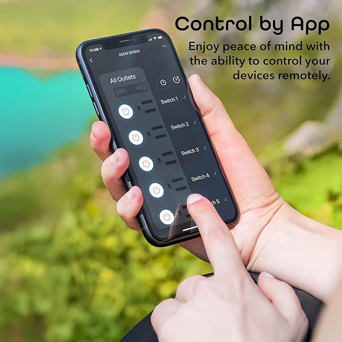 Geeni Smart Surge Protector Power Strip with 6 Wi-Fi Controlled Outlets, Real-Time Energy Monitoring, 3ft Extension Cord, App Control, Compatible with Alexa & Google Assistant, Smart Power Strip