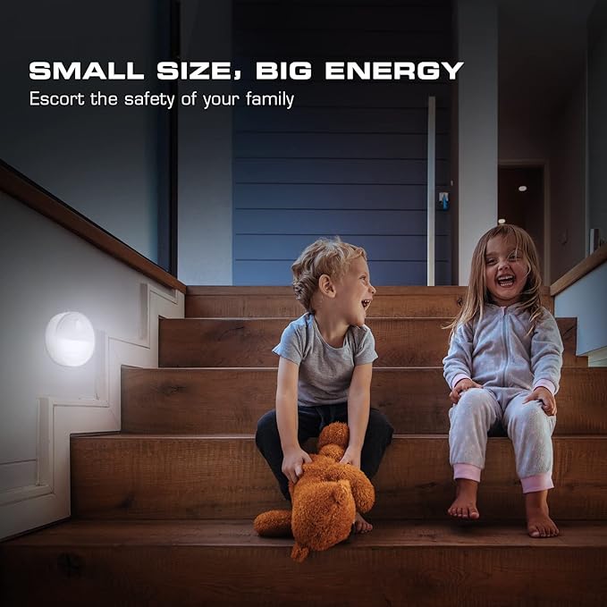 EverBrite LED Motion Sensor Night Light, Automated On & Off, Cool White Motion Activated LED Night Light for Kitchen, Bathroom, Stairs, Bedroom - with 18 AAA Batteries, 6-Pack