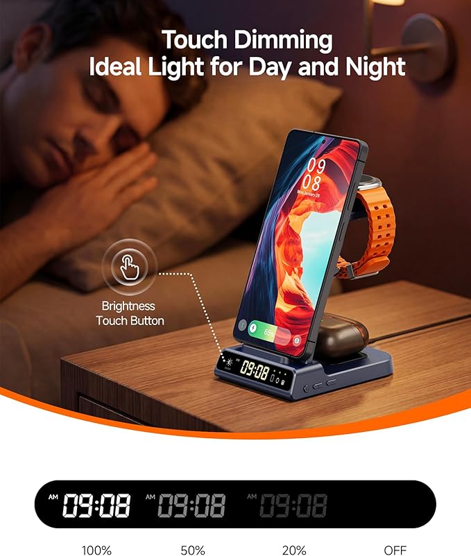 Wireless Charger for Samsung, 3 in 1 Wireless Charging Station for Samsung Galaxy S26 Ultra/S25 Ultra/S24/S23/Note 20/Z Flip 7/Fold 6, Charger for Samsung Galaxy Watch Ultra/8/7/6, Galaxy Buds 4/4 Pro