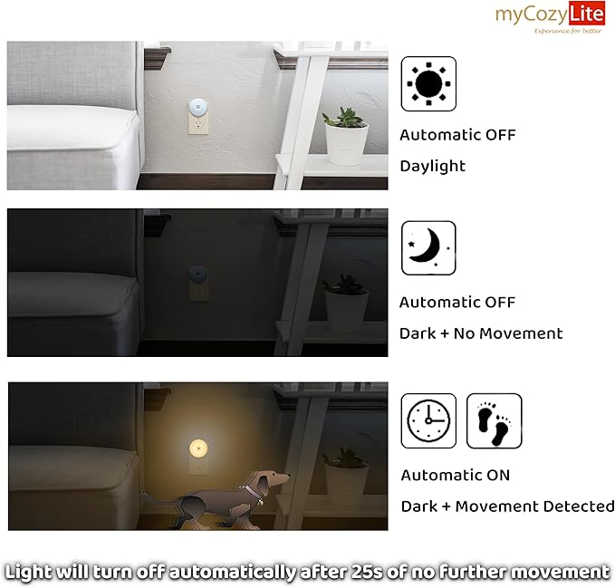 Motion Sensor Night Light, 2 Pack Motion Activated Night Light Plug in, Automatic ON OFF, 3200K Warm Hue, LED Nightlights Plug into Wall, for Bathroom, Kitchen, Bedroom, Kids room, Hallway, Stairway