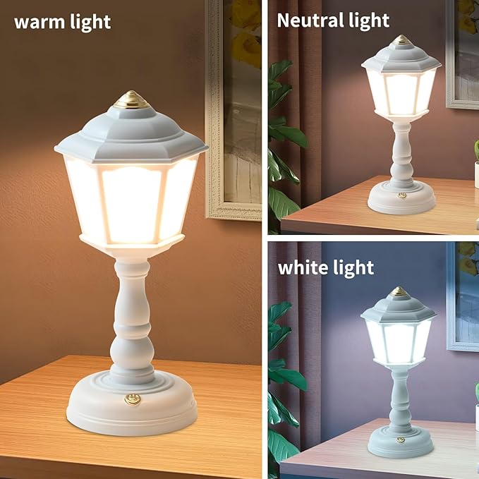 Mini Desk lamp Vintage, LED Dimmable Table Reading with USB Charging Port, Sensitive Control, Eye-Caring Office Lamp,Very Beautiful Decorative (White), FGXYD-001