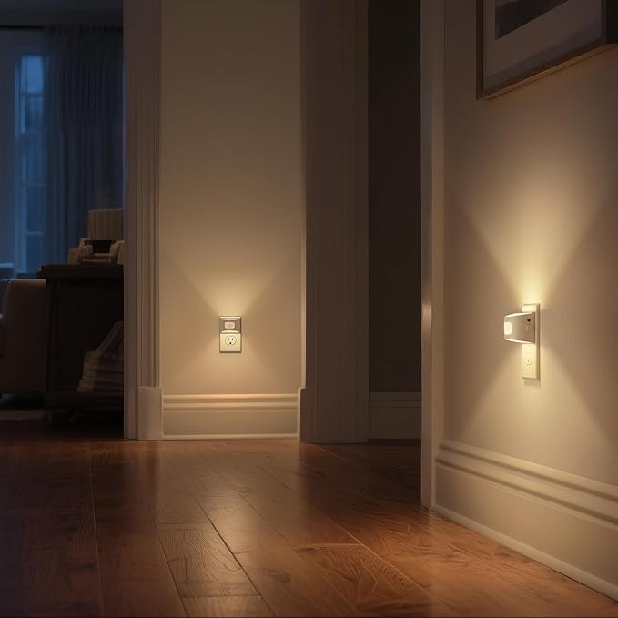 DORESshop LED Night Light[2 Pack], Night Lights Plug into Wall, 3 Mode Motion Sensor Night Light Plug in, Dusk to Dawn Sensor, Nightlights for Adults, Bedroom, Bathroom, Hallway, White Cover