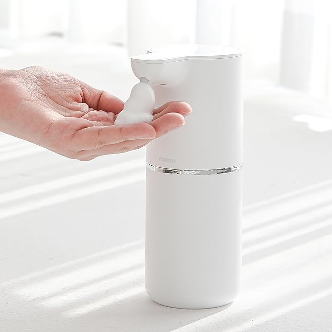 mooas Pure Wash Soft Bubble Automatic Soap Dispenser, Hand Soap Dispenser USB Rechargeable Electric Sensor 4-Levels Adjustable Dish Foam Soap Dispenser for Kitchen Bathroom Commercial 11.8oz
