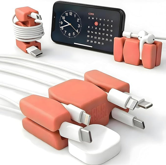 CordBrick 6PK Silicone & Steel Weighted Cord Holders for Bedside. Travel Phone Cable Organizers. Multiuse iPhone Accessories. Small Gifts for Him, College Student. Tech Gadgets for Teenagers. Coral