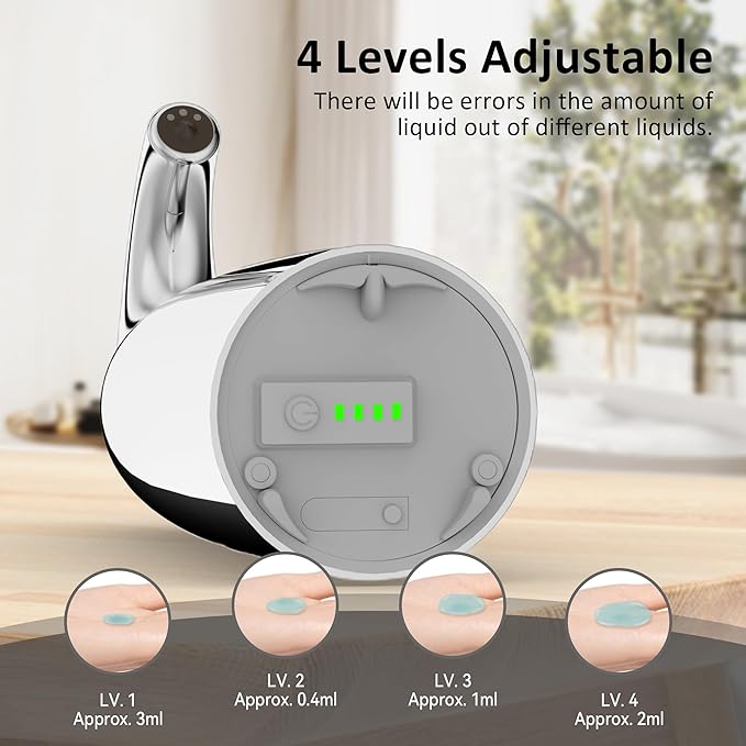 Convenient Automatic Soap Dispenser,4 Adjustable Levels Touchless Hand Sanitizer Pump with Infrared Sensor, Countertop Electric Dispenser for Bathroom,Kitchen