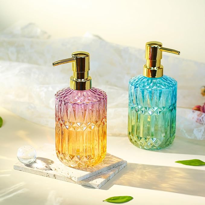 YunNasi Soap Dispenser with Pump, Refillable Liquid Hand Soap Dish Soap Dispensers for Bathroom Counter, Kitchen Sink (Bluegreen)