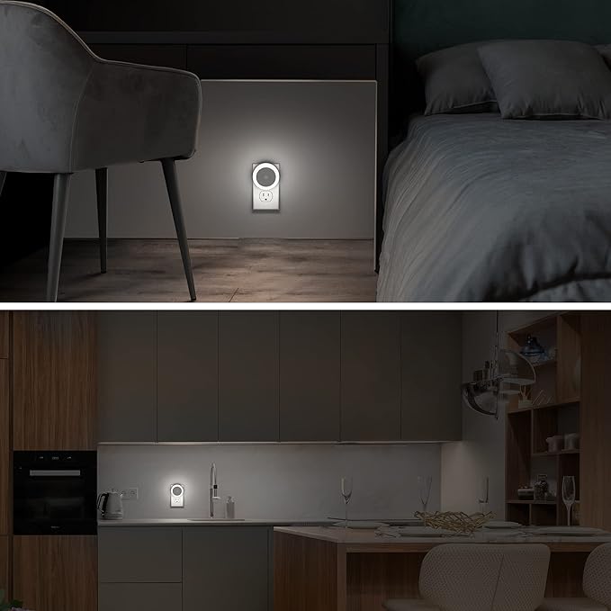 Briignite Night Lights Plug into Wall, [4Pack], Nightlight with Light Sensors, LED Night Lights for Kids Room, Baby Night Light, Bathroom Night Light, Stair Lights, Hallway Light, Cool White