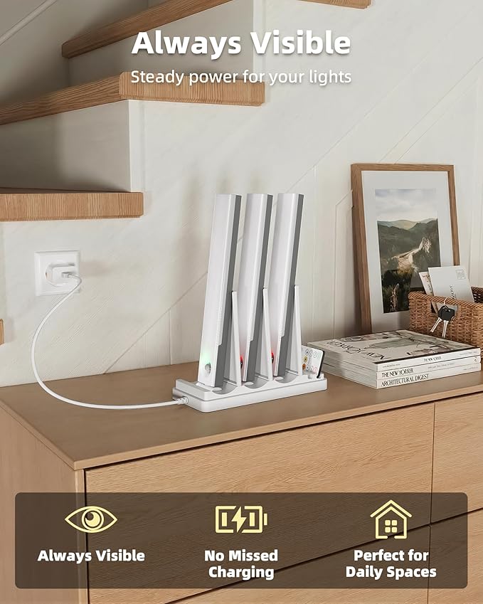 EZVALO Under Cabinet Lighting Charging Station with 3 USB-C Ports, Charging Base for Rechargeable Motion Sensor Light Indoor, Efficient & Space-Saving⁠(Adapter Not Included)⁠
