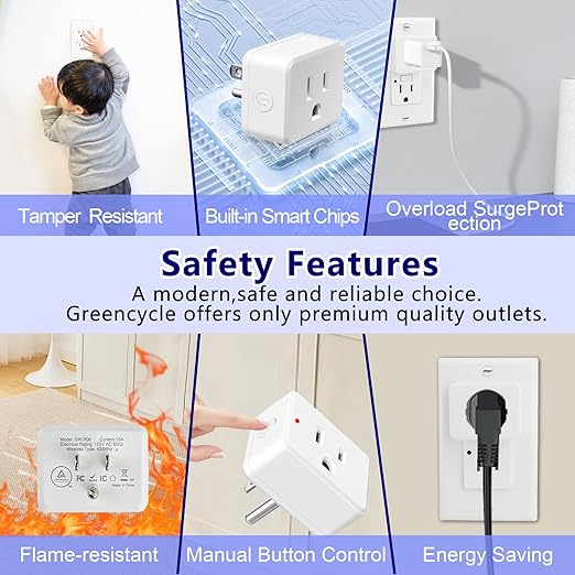 Remote Switch Outlet, GreenCyle 2 Outlet Plug with Remote, Wireless On/Off Light Switch Wall Mounted, 15A/1500W, TUV Listed, No Wiring Needed, 500ft RF Range, for Lamps, Fans, Household Appliances