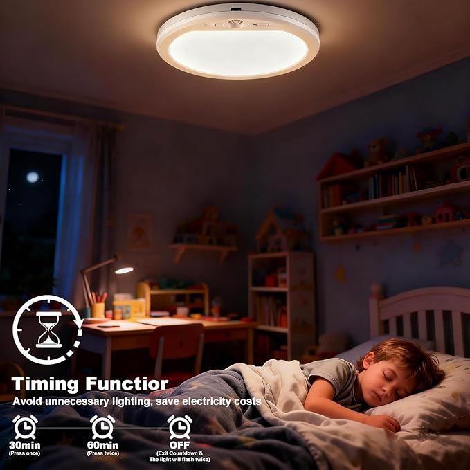Rechargeable Ceiling Light Wireless Motion Sensor Closet Light Indoor with Remote Magnetic Ceiling Lights Battery Operated for Shower Stairs Shed Hallway Garage Pantry Porch