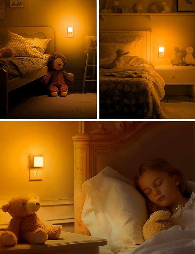 L LOHAS LED Night Lights Plug into Wall,[6-Pack] Plug in Night Light,Dusk to Dawn Sensor, 1800K Amber Light,0.3W Bright Nightlight Auto-On/Off for Adults Bedroom Bathroom Hallway Halloween
