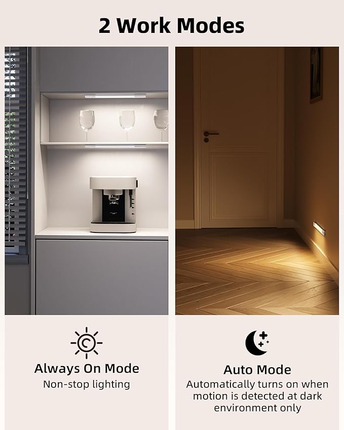 EZVALO Under Cabinet Lighting, Wireless Closet Lights, 50 LED Rechargeable Motion Sensor Light, Dimmable, 3 Color Temperatures, 11.8 inch Counter lights for Kitchen, Pantry, Bedroom, Wardrobe (3 Pack)