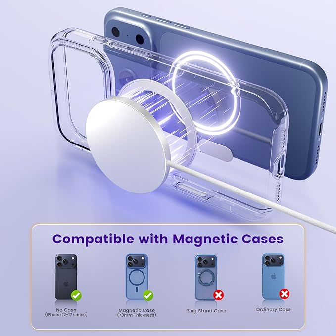 25W Magnetic Wireless Charger: Qi2.2 Qi2 Fast Charging Pad for iPhone 17 16 15 14 13 12 Pro Max, Samsung Galaxy S26 S25, Google Pixel 10, AirPods-Slim Portable for Travel Bedside Office-White 2 Pack