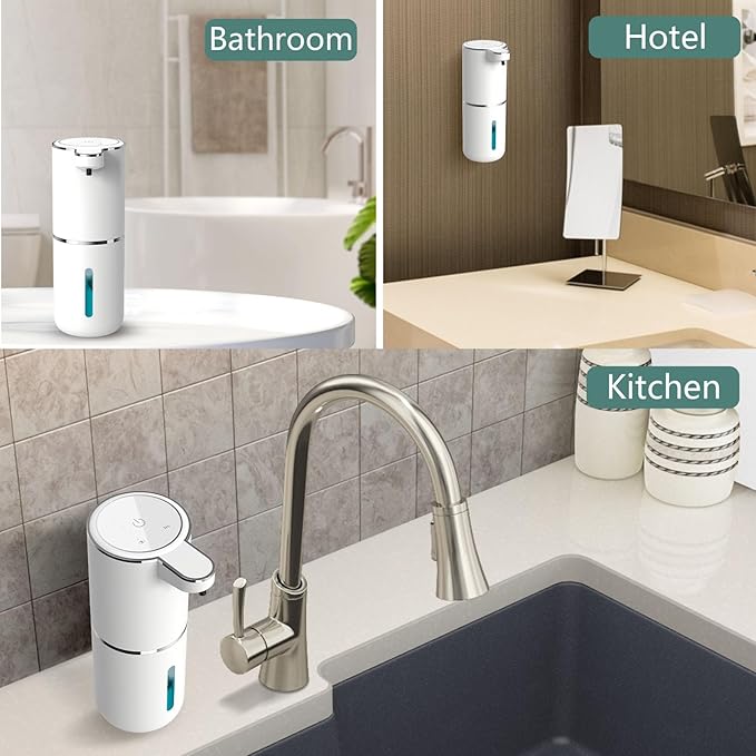 Automatic Soap Dispenser – Touchless Foaming Soap Dispenser 400ml USB Rechargeable Dispenser Electric Wall Mounted 4levels Adjustable Foam Dish Soap Pump for Bathroom Kitchen