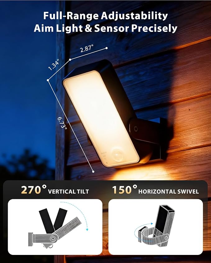 KMSCO Battery Motion Sensor Light Outdoor, Motion-Sensing Security Light with Remote Control, 10000mAh 600 Lumens IP65 Waterproof, Ideal for Porches,Garages,Yards (Black, 1 Pack)
