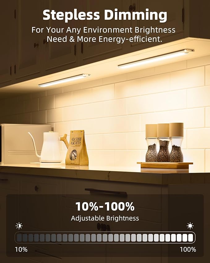 EZVALO Under Cabinet Lights,14.5'' Motion Sensor Light Indoor Dimmable, Super Bright 4000mAh Rechargeable Closet Lights 3500K with Remote Control, Wireless Under Counter Light for Kitchen,Cabinet