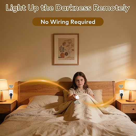 NineLeaf 4 Plug-in Light Switches with 1 Remote, Wireless Remote Control Light Switch with Wall Switch, 15A/1500W, TUV Listed, No Wiring, 500ft RF, Remote Control Outlet for Lamps,Household