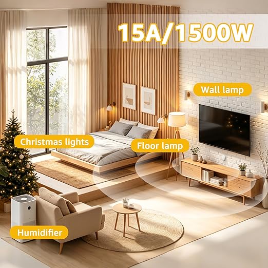 Motion Sensor Plug,Greencycle Wireless Motion Sensor Outlet with Timer Setting,PIR Sensor Plug to Auto Turn On/Off,Adjustable Detection Range,15A/1500W for Christmas Lights,Fans（1 Sensors 2 Plugs）