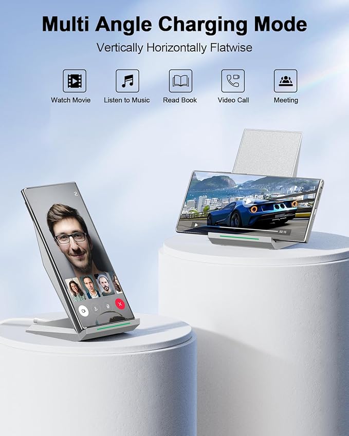 NANAMI Fast Wireless Charger, Charging Stand[with 20W PD Adapter] 7.5W Compatible with iPhone 17/17 Air/16/15/14/13/12, 10W for Samsung Galaxy S26/S26+/S26 Ultra/S25/S25 Ultra/S24/S23/S22/S21/S20