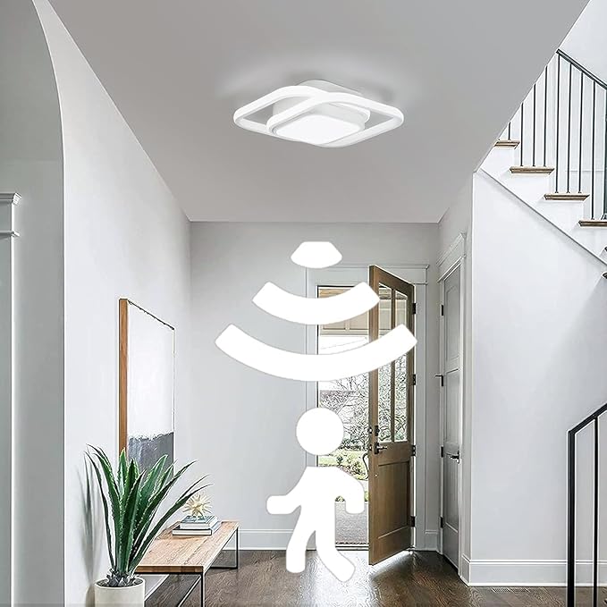 12.6Inch Motion Sensor LED Ceiling Light Indoor, 36W 6000K Mount Motion Activated Light Fixture Modern Flush Mount White Ceiling lamp for Laundry Bathroom Hallway Stair Porch Basement (2pack)