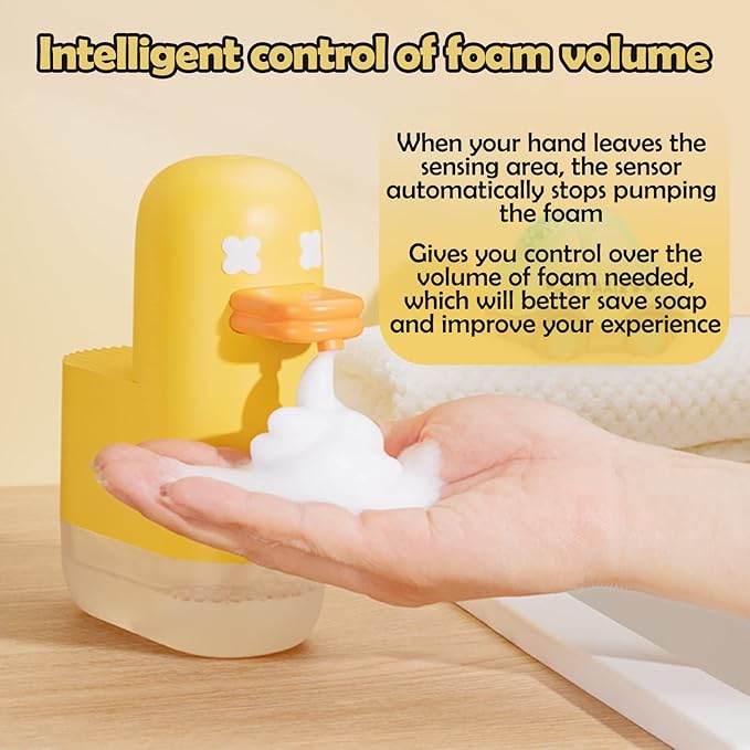 Seawah Automatic Foaming,Rechargeable Cute Bubble Duck Touchless Hand Foam Soap Dispenser for Bathroom,Smart Electric Sensor Soap Dispenser Kitchen(Yellow)