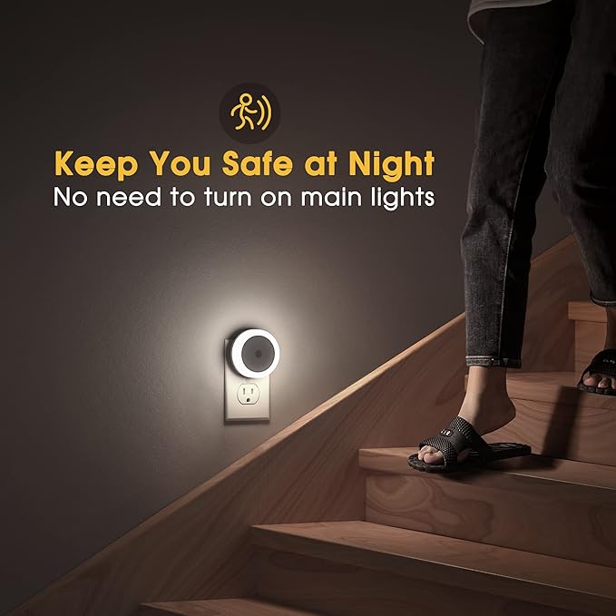Briignite Night Lights Plug into Wall, [4Pack], Nightlight with Light Sensors, LED Night Lights for Kids Room, Baby Night Light, Bathroom Night Light, Stair Lights, Hallway Light, Cool White