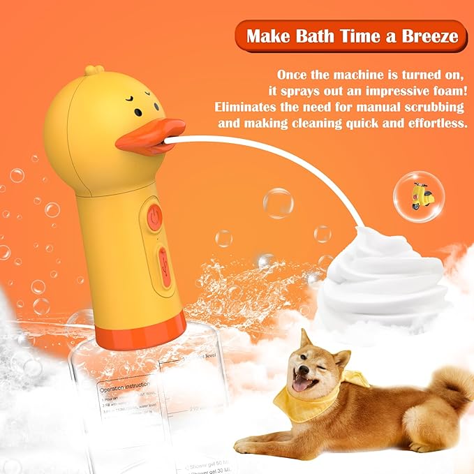 Electric Foaming Shampoo Dispenser for Dog and Cat Bathing, Rechargeable Soap Dispenser for Pet Bathing, Bathroom, Kitchen Sink, Toilet Cleaning