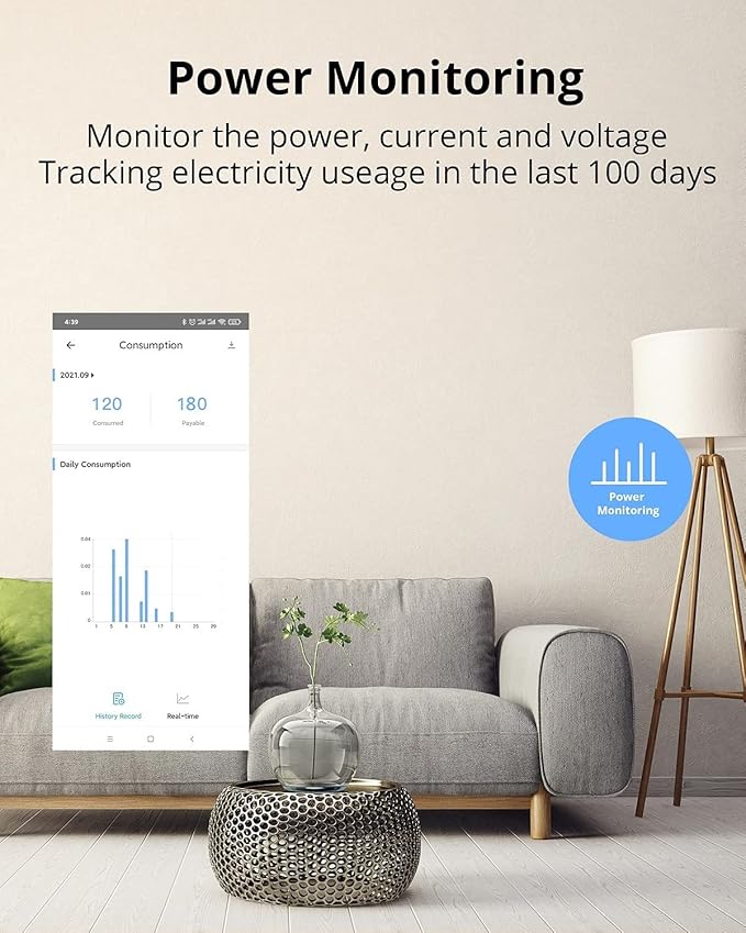 SONOFF S31 WiFi Smart Plug with Energy Monitoring, 15A Smart Outlet Timer Switch ETL Certified, Compatible with Alexa & Google Home, IFTTT Supporting, 2.4 Ghz Wi-Fi Only
