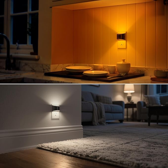 DORESshop LED Night Light[2 Pack], Night Lights Plug into Wall, 3 Color Temperatures Plug in Night Light with Motion Sensor, Dusk to Dawn Sensor, Nightlights for Adults, Bedroom, 3CCT