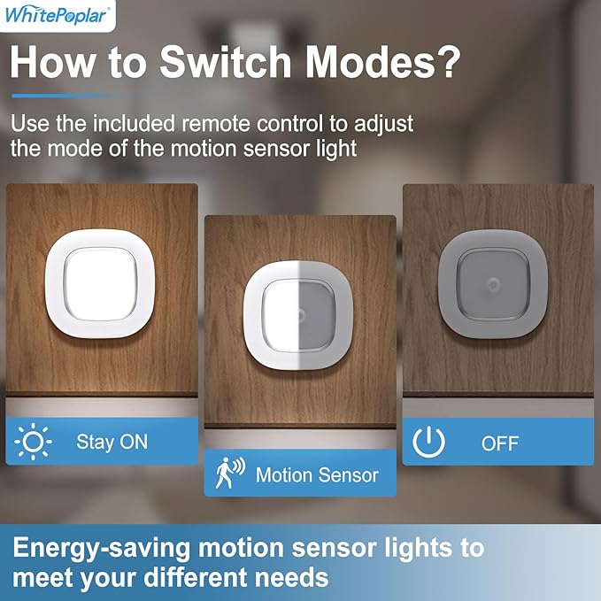 Battery Powered Motion Sensor Light Indoor with Remote, 300LM Dimmable Battery Operated Ceiling Light, 3000K&6000K Color Changeable Wireless Ceiling Light For Closets Shower Living Room Hallway Porch