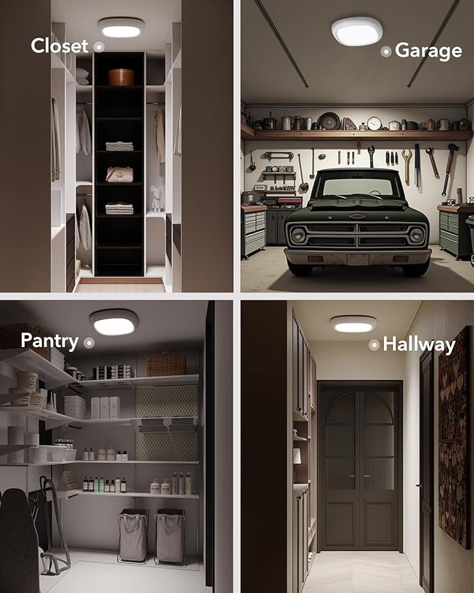 Rechargeable Shower Lights for Inside Shower, 12000mAh Motion Sensor Wireless RGB Ceiling Light with Remote No Wiring, Battery Operated Closet Lights Cordless LED Overhead Lighting for Bathroom
