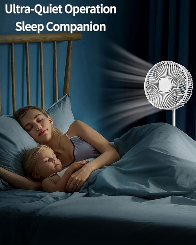 Portable Fan, 31'' Oscillating Standing Floor Fan, 5400mAh Battery Powered Foldable Desk Fan with 4 Speeds＆8H Timer, Personal Floor Fan for Bedroom, Small Travel Fan for Outdoor
