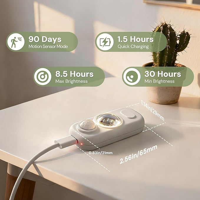 LOHAS 6-Pack Mini Rechargeable Motion Sensor LED Puck Lights, Stick-On Wireless Magnetic Night Lights, Adjustable Brightness, 3CCT, Dimmable Under Counter Lights for Drawer, Kitchen, Bedroom, White