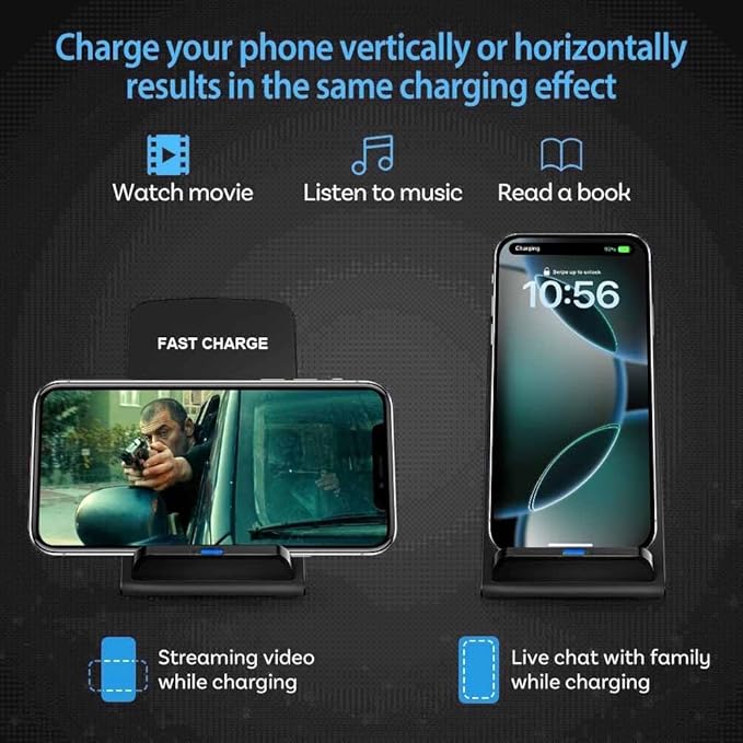 20W Fast Wireless Charger,Wireless Charging Stand Compatible with iPhone 17 16 Pro,15 Pro,15,14,13,12,11 Series/X/XS,Phone Charger for Galaxy S25/S24/S23/Note 20,Pixel 8/7 Pro/LG G8 etc