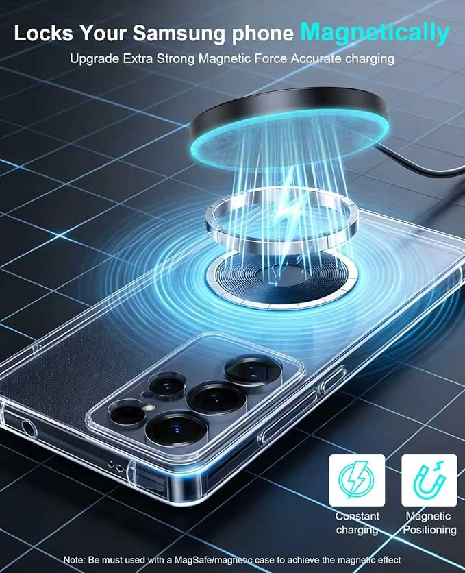 Wireless Charger 2Pack 6FT Samsung Magnetic Wireless Charger Fast Charging Pad with USB-C/A Ports for Samsung Galaxy S26 S25 Ultra/S24 FE/S23 Ultra/S22/S21/Z Google Pixel 9-7, Strong Magnet Technology
