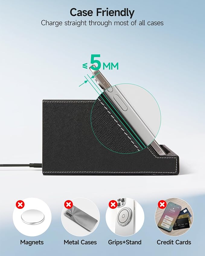 Fast Wireless Charging Station with Desk Organizer for iPhone 17/16/15/15 Pro/14/14 Pro Max/14 Pro/14 Plus/13/13 Pro Max/13 Pro/and iPhone 12/11 Series, Nightstand Desktop Organizer for Home Office