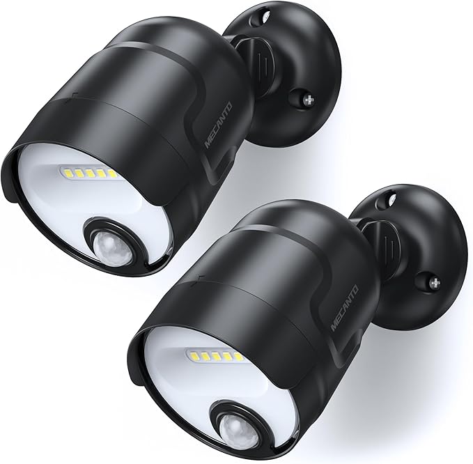 Battery Operated Motion Sensor Light Outdoor, 4000mAh Rechargeable 600 Lumen Battery Powered Spotlight Outdoor Waterproof for Porch, Garage, House (2 Pack Black)