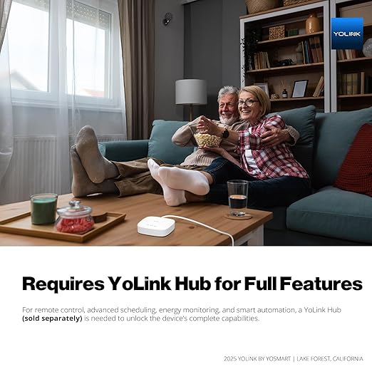 YoLink Plug Mini, Ultra-Compact Smart Outlet with Over-Temperature Protection & Precision Scheduling, 1/4 Mile LoRa Range, Alexa, Google Assistant Integration, Hub Included