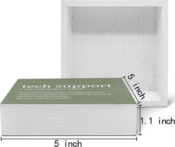 SRADMO Tech Support Office Wood Box Sign Desk Decor, Tech Support Gifts, Gifts For It Tech Guys, Desk Decorations Office, It Tech Gifts Wooden Box Sign Decoration, Tech Support Table Decor(Green)