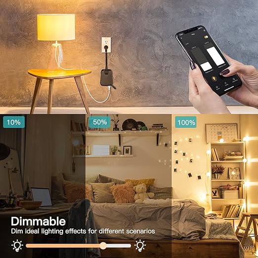 TREATLIFE 2 in 1 Outdoor Smart Dimmer Plug, 2 Individual Control Sockets, 600W, Compatible with Alexa, Google Home, IP64 Dimmer for Outdoor String Lights, Dusk to Dawn, 2.4GHz WiFi Only