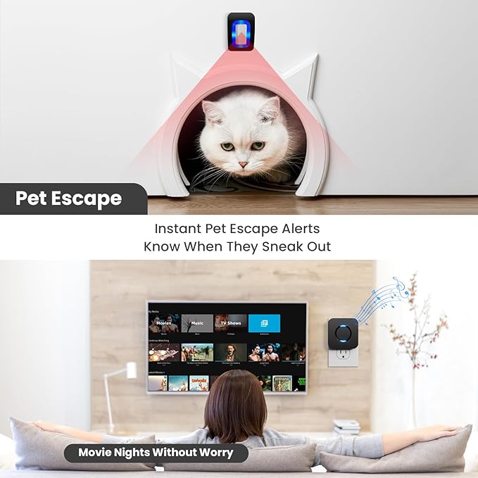 Wireless Motion Sensor LED Light - Motion Detector Alarm Chimes Door Sensor with 500 FT Range Security Alert Monitor System for Home, Business, Store, Office, School