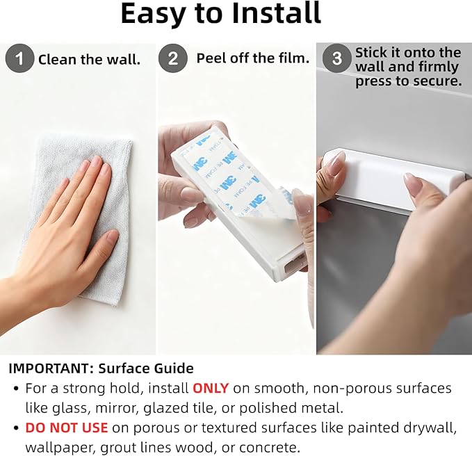 Toothpaste Holder, Cosmetics in Tubes Clips, Tooth Paste Organizers Gripper with 1 Toothpaste Squeezer - Wall Mounted, White, Large