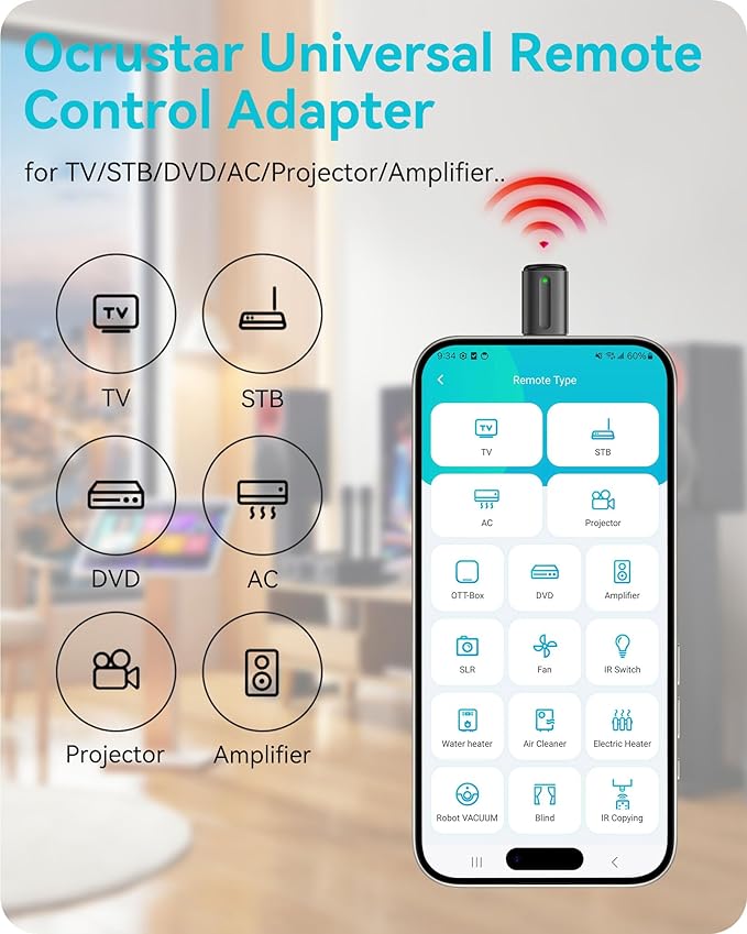 Universal Remote Control Adapter for iPhone All in One Remote Control for TV/AC/DVD Compatible with Samsung, Sony, Panasonic, Sharp, LG and More. (Black, for Lightning Plug iOS)